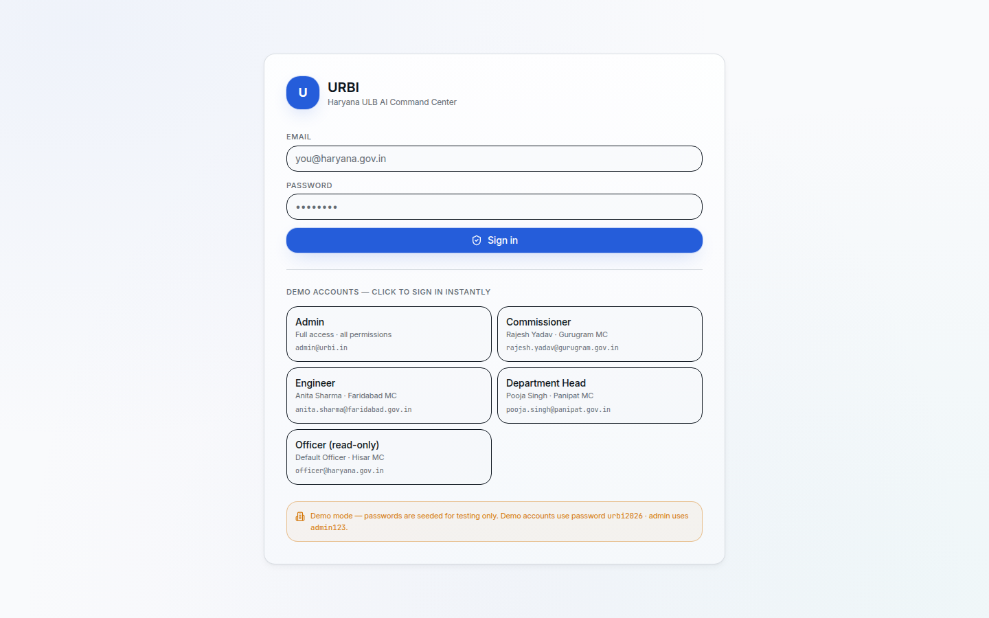 Role-based login for municipal officers