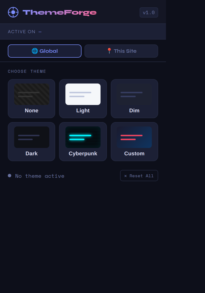 ThemeForge extension popup